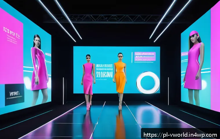 메타버스 패션쇼의 관객 참여도 측정 방법 - A futuristic virtual fashion show set in a vibrant metaverse environment with diverse avatars explor...