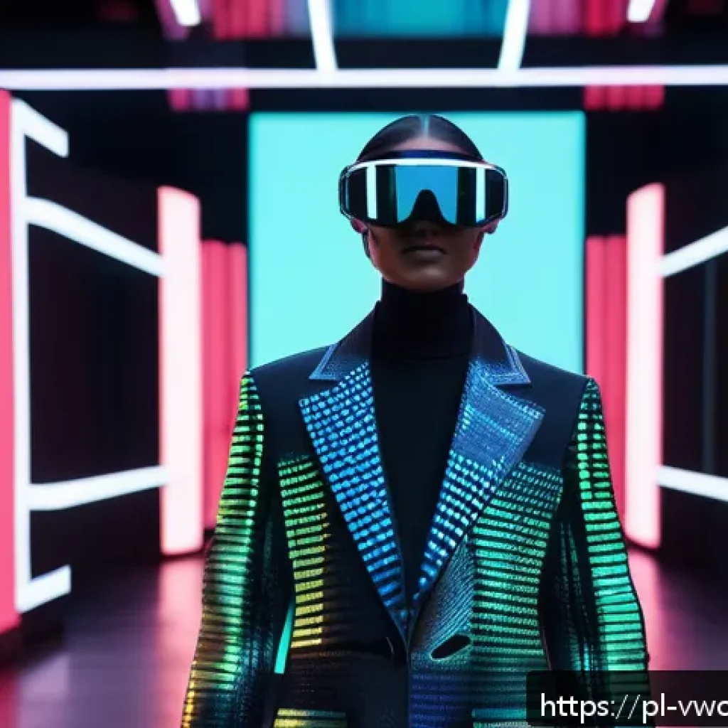 메타버스 패션쇼에서의 예술과 패션의 만남 - A futuristic virtual fashion runway in the metaverse showcasing avant-garde digital clothing that dy...