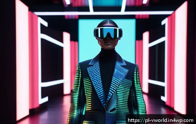 메타버스 패션쇼에서의 예술과 패션의 만남 - A futuristic virtual fashion runway in the metaverse showcasing avant-garde digital clothing that dy...